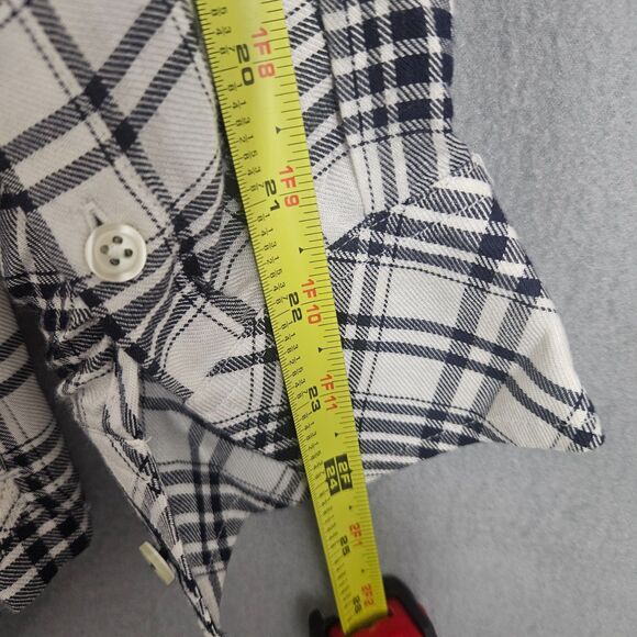 Talbots 1X Plaid Button Up Tunic Legnth Shirt Back Button Details - Picture 5 of 8